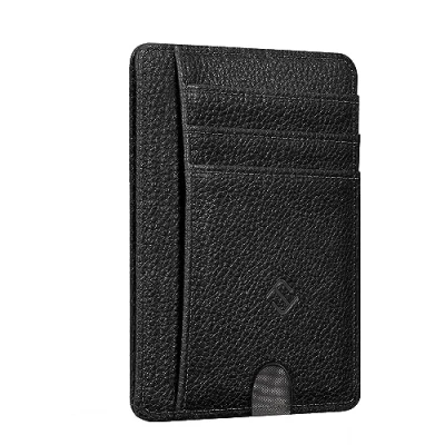 Abbildung von Fintie Geldbörse Flache Kartenetui, Premium Kunstleder RFID Blocker, Slim Geldbeutel Kreditkartenetui mit ID Fenster &amp; Schnellzugriff Fach