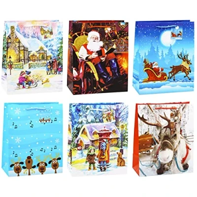 Abbildung von TSI 82318 Geschenktüten WEIHNACHTEN KINDER, 12er Packung, Größe: Groß (HxBxT 32 x 26 13,5 cm)
