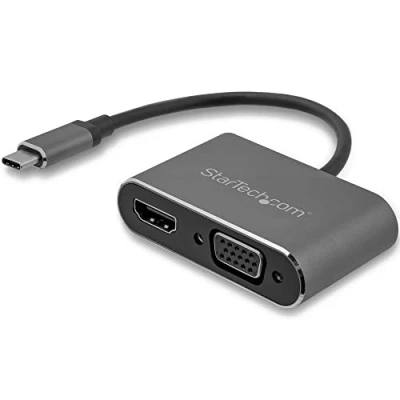 Abbildung von StarTech.com USB C auf VGA und HDMI Adapter Multiport 4K 30Hz Space Grey integr. Kabel
