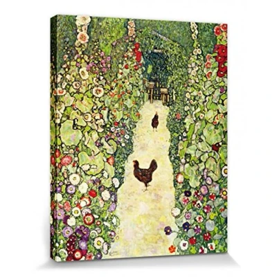 Abbildung von 1art1 Gustav Klimt Poster Gartenweg Mit Hühnern, 1916 Bilder Leinwand Bild Auf Keilrahmen XXL Wandbild Kunstdruck Als Leinwandbild 50x40 cm
