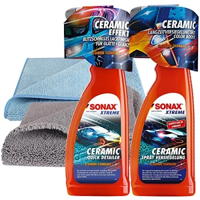 Abbildung von detailzone SONAX Ceramic Spray Versiegelung Set: Versiegelung, Quick Detailer je 750ml + 2X Microfasertuch