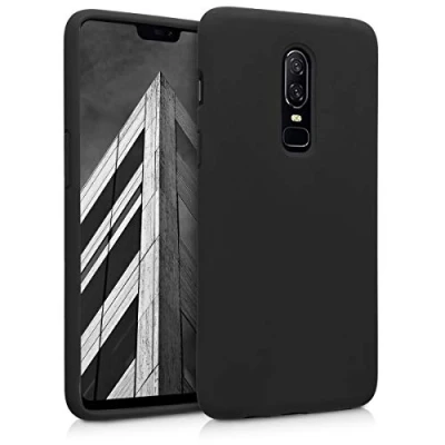 Abbildung von kwmobile Hülle kompatibel mit OnePlus 6 Silikon Handy Case Handyhülle weiche Oberfläche kabelloses Laden Schwarz