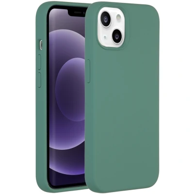 Abbildung von Apple iPhone 13 Hülle Silikon Accezz Soft Case/Backcover Handyhülle Dunkelgrün