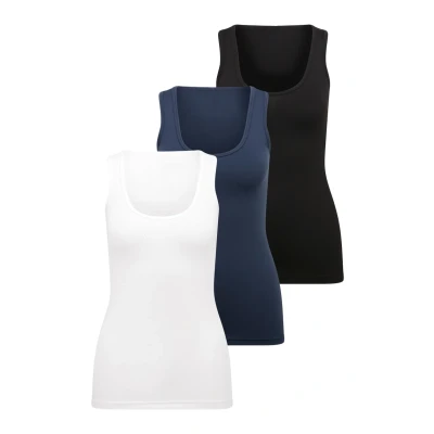 Abbildung von Lascana 3 PACK Unterhemd/shirt, Damen, Größe: 32/34, Marine schwarz weiß