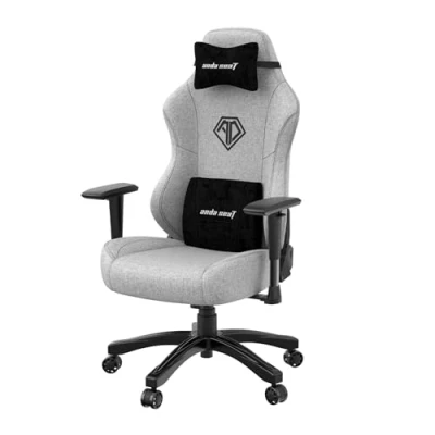 Abbildung von Anda Seat Phantom 3 Pro Gaming Chair Ergonomischer Bürostuhl, neigbarer Videospiel Gamer Stuhl, Nacken &amp; Lendenwirbelstütze Großer Grauer Leinenstoff Stuhl für Erwachsene