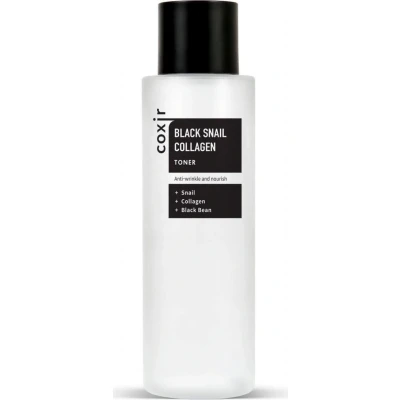 Abbildung von COXIR Black Snail Kollagen Toner Rice, Seasame, Beans(150 ml, 5,07 fl.oz.) Feuchtigkeitsspendender und straffender Hautbooster Schneckenmucin