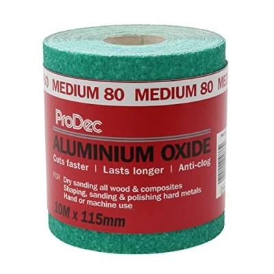 Abbildung von ProDec Schleifpapier, Körnung 80, Aluminiumoxid, mittelfein, 10 m x 115 mm, Rolle, grün, PAALX80