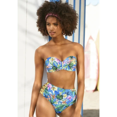 Abbildung von Venice Beach Bandeau Bikinitop blaubedruckt, Damen, Größe: 42xD, Blau bedruckt