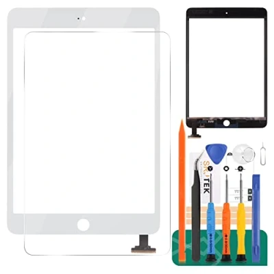 Abbildung von SRJTEK Touchscreen Digitizer Glaslinse mit IC Chip, Flexkabel für iPad Mini 1, 2, A1432, A1454, A1455, A1489, A1490, Weiß