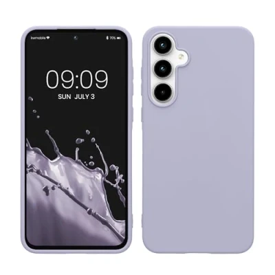 Abbildung von kwmobile Hülle kompatibel mit Samsung Galaxy A55 5G weiches TPU Silikon Case Cover geeignet für kabelloses Laden Pastell Lavendel