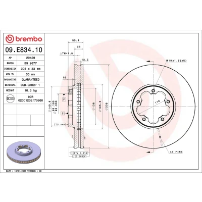 Abbildung von Bremsscheibe BREMBO 09.E834.10