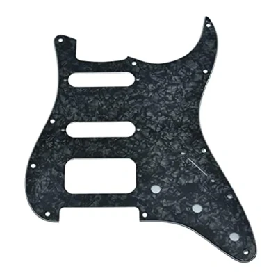 Abbildung von KAISH Northwest Guitars Pickguard für Stratocaster, 11 Löcher, 2 Schrauben, runde Ecken, Humbucking, Tonabnehmer, passend American Fender Strat, Black Pearl