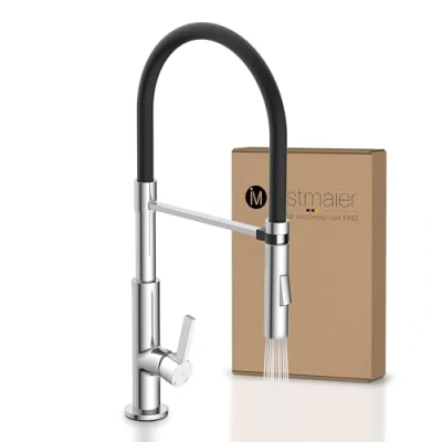 Abbildung von instmaier Küchenarmatur K4, Spültischarmatur mit hohem Auslauf, flexible Handbrause 2 Strahlarten