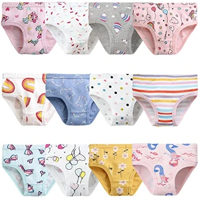 Abbildung von Adorel Mädchen Unterhosen Slips Reine Baumwolle 12er Pack Tupfen &amp; Ballon Blumen Herzchen 92 (Herstellergröße 100)