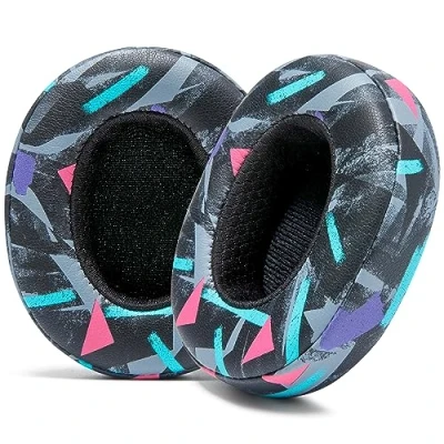 Abbildung von WC Wicked Cushions Extra Dicke Ohrpolster für Skullcandy Crusher/Evo/Hesh 3 Kopfhörer und mehr Verbesserte Haltbarkeit verbesserten Komfort Geräuschisolierung 90&#039;s Black