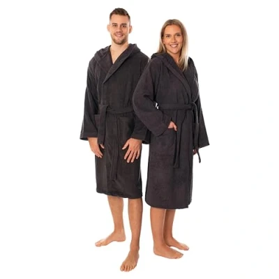 Abbildung von Lavea Mexico Luxuriöser Bademantel mit Kapuze, 100% Baumwolle, Weich &amp; Saugstark Ideal für Spa Zuhause, Unisex Design, Größe XL, Anthrazit