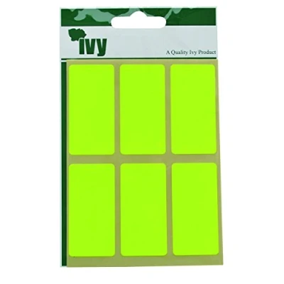 Abbildung von Ivy 25mm x 50mm fluoreszierend gelb Rechteck selbstklebende Aufkleber (24 Stickers)