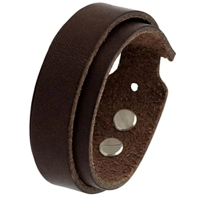 Abbildung von Simaru Lederarmband Made in Germany Leder Armband Herren (Echtes Leder, Handgefertigt, Robuster Druckknopfverschluss, perfektes Schmuck Geschenk), Modell Merano Premium 25mm schwarz und braun