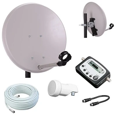 Abbildung von netshop 25 Digital Camping SAT Anlage 40 cm Spiegel + Digitaler Finder HD Single LNB 10m Kabel