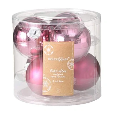 Abbildung von Meinposten. Weihnachtskugeln Christbaumschmuck Christbaumkugeln Glas Kugeln Ø 6 oder 8 cm (Dunkelrosa, cm, 6er Kugel Set)