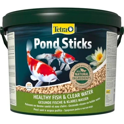 Abbildung von Tetra Pond Sticks Fischfutter für alle Teichfische, unterstützt gesunde Fische und klares Wasser im Teich, 10 L Eimer