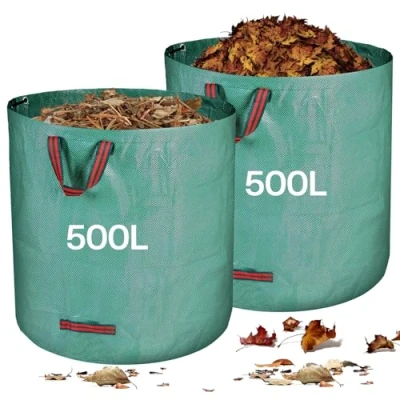 Abbildung von Zanfqvo Gartenabfallsack Stabil 2 x 500L Gartensack Laubsack mit Griffen Grünschnittsäcke Faltbar robust aus Polypropylen Gewebe 150GSM Rasenschnitt für Gartenabfälle Grünschnitt Laubabfall