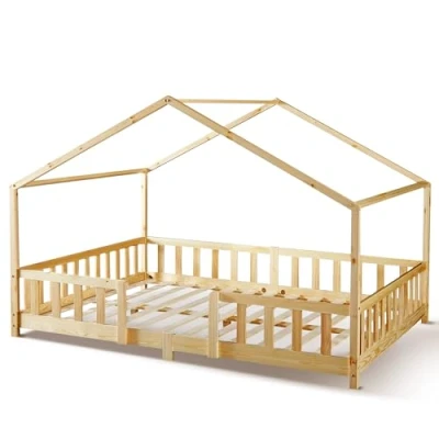 Abbildung von en.casa Kinderbett, »Treviolo« Haus Optik mit Rausfallschutz 90x200 cm Holzfarben
