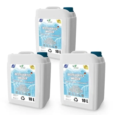 Abbildung von 30 Liter destilliertes Wasser 100% reines Demineralisiertes 3x10L geeignet für Bügeleisen, Luftbefeuchter, Batterien und vieles mehr