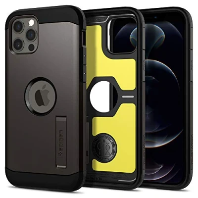 Abbildung von Apple iPhone 12 Pro Hülle Kunststoff Spigen Hard Case/Backcover Handyhülle Grau Shockproof/Stoßfest