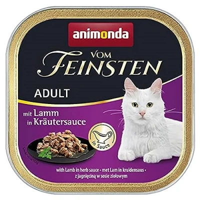Abbildung von vom Feinsten Katzenfutter nass mit Lamm in Kräutersauce (32 x 100 g), ohne Getreide und Zucker von animonda, mitfrischen, fleischlichen Zutaten