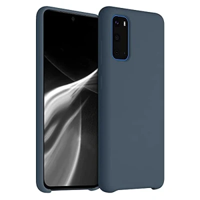 Abbildung von kwmobile Hülle kompatibel mit Samsung Galaxy S20 Silikon Handy Case Handyhülle weiche Oberfläche kabelloses Laden Dunkler Schiefer