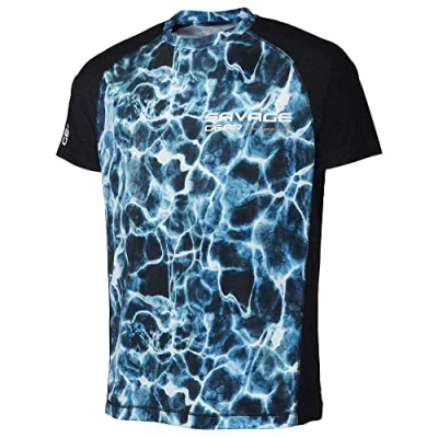 Abbildung von Savage Gear Marine UV T Shirt, Angelbekleidung, Angeln Unisex, Blau, Medium