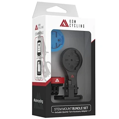 Abbildung von KOM Cycling Schnellverschluss Vorbauhalterung GoPro Computerhalterung für Wahoo und Garmin Bike Computer (Fahrradhalterung Edge 1040, Elemnt Roam, Bolt v2) mit Zubehör
