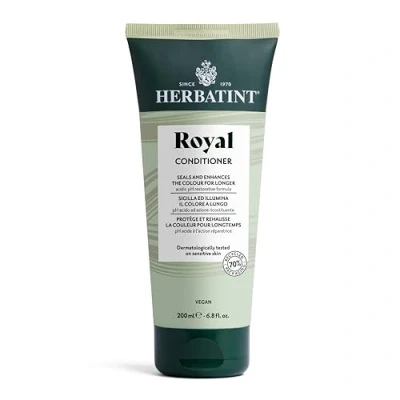 Abbildung von Herbatint Royal Conditioner Gelatine Reale 200 ml, regenerierende Pflegespülung speziell für gefärbtes Haar, exklusive Formel mit saurem pH Wert und Bio Aloe Vera, 96% natürliche
