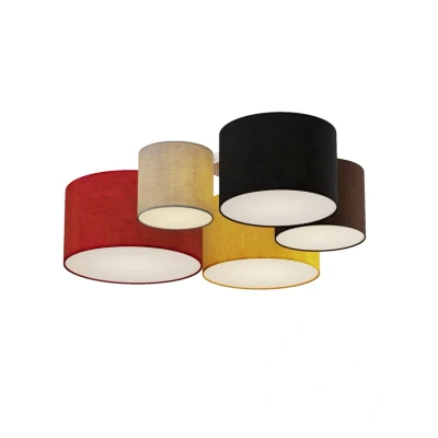 Abbildung von Lindby Deckenleuchten Laurenz, dimmbar, Leuchtmittel nicht inklusive, Modern, Stoff, Metall, grau, braun, Schwarz, Rot, gelb, 5 flammig