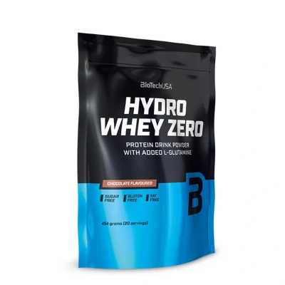 Abbildung von BioTechUSA Hydro Whey Zero glutenfrei, zuckerfrei, fettfrei 80% Proteingehalt schnell resorbierbar Molkenprotein Komplex, 454 g, Schoko