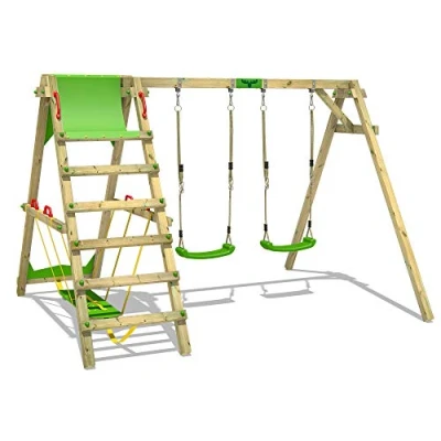 Abbildung von Kinderschaukel JollyJade mit Kletteranbau apfelgrün