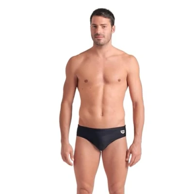 Abbildung von arena Feel Graphic Brief Badehose für Herren, Elastischer Schwimmslip Meer und Pool, Maxfit Eco Gewebe, Chlor Salzwasserbeständig mit UV Schutz UPF 50+, Herren Badeslip Frontfutter