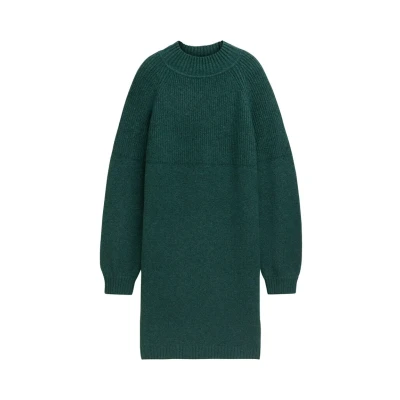 Abbildung von TOM TAILOR Denim Damen Mini Strickkleid mit Stehkragen, 10592 Midnight Forest Green Mélange, L