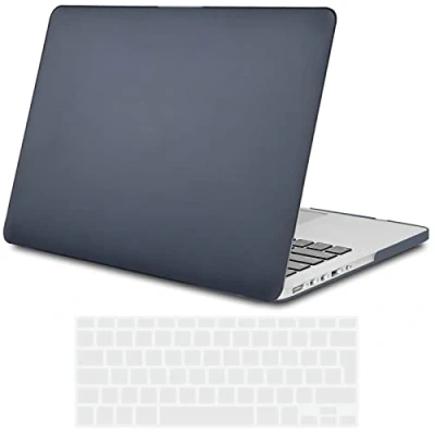 Abbildung von TECOOL Hülle Case Kompatibel mit MacBook Pro 15 Zoll Retina 2015 2014 2013 2012 (A1398), Ultradünn Hartschale Schutzhülle Matt Hardcase Cover + EU Tastaturschutz, hellschwarz