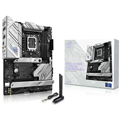 Abbildung von ASUS ROG STRIX B760 A GAMING WiFi Mainboard Sockel Intel LGA 1700 (Intel B760, ATX, DDR5 Speicher, PCIe 5.0, 6E, 2x 4.0 M.2, Aura Sync) weiß