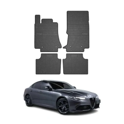 Abbildung von OMAC Gummi Fußmatten kompatibel mit Alfa Romeo Giulia 2015 2024 Automatten Schwarz 4X