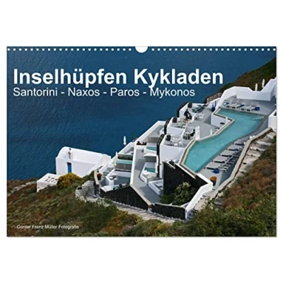 Abbildung von Inselhüpfen Kykladen Santorini Naxos Paros Mykonos (Wandkalender 2025 DIN A3 quer), CALVENDO Monatskalender