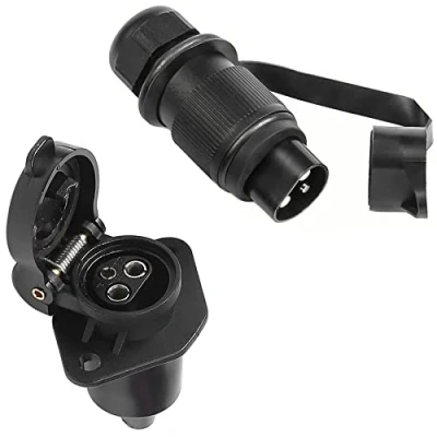 Abbildung von SPARKMOTO 3 Polig Traktor Stecker Steckdose 12V, nach DIN 9680,Wasserdicht Für PKW RV LKW KFZ Anhänger Landmaschinen Steckdose(2 Mount Punkte B)