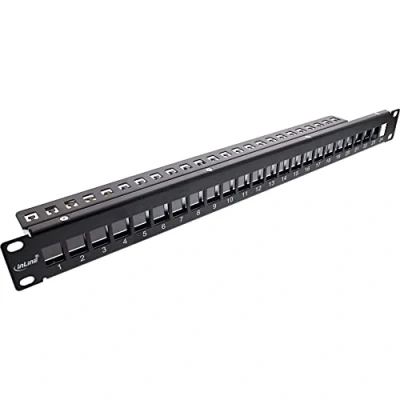 Abbildung von InLine® Patchfeld 24 Fach, Keystone Snap In Leerblech Patchpanel, 48,26cm (19&quot;), 1HE, schwarz