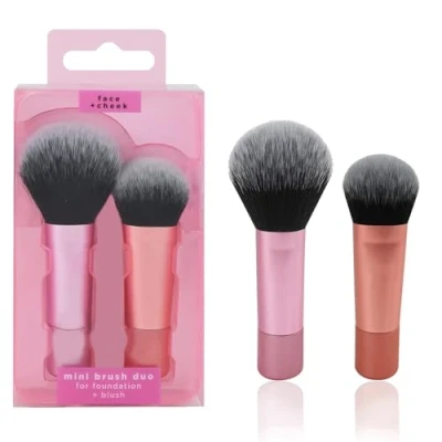 Abbildung von Pinselset Makeup,Mini Brush Foundation,Face Base Makeup Kit,Reisegröße,Everyday Essentials,für Loses Rouge und Flüssige Grundierung,2 teiliges Set