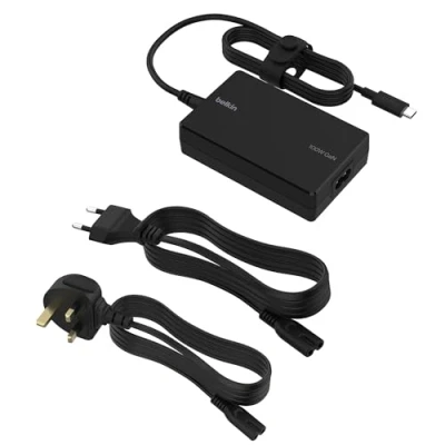 Abbildung von Belkin Connect 100 W USB C Core GaN Netzteil, Schnelllade Adapter, universelle Kompatibilität mit C, 100W Power Delivery, Kabels UK/EU Stecker, zum Gamen, für MacBook, PC Laptops, Chromebook