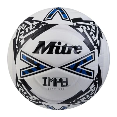 Abbildung von Mitre Impel Lite 360 Fußball sehr strapazierfähig Leichter Ball, Weiß/Schwarz/Blau, 5