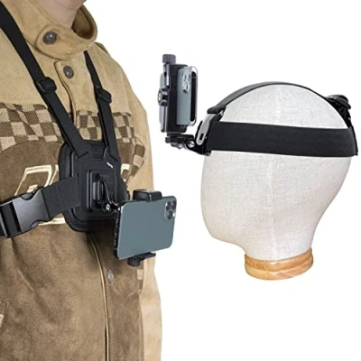 Abbildung von Suptig Handy Brustgurt Halterungs Set für POV/VLOG, Clip iPhone, Samsung, GoPro Hero 13, 12, 11, 10, 9, 8, 7, 6, 5, 4, 3, 2, 1, Akaso, DJI Osmo Action Cam