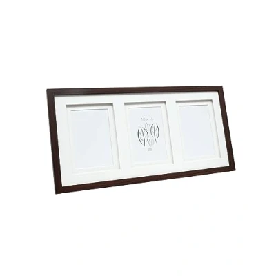 Abbildung von Deknudt Frames Galerierahmen mit doppeltem Passepartout Braun S65KQ3 für 3 Bilder Bildgröße 10x15cm Bilderrahmen Holz MDF aufhängen oder ausstellen